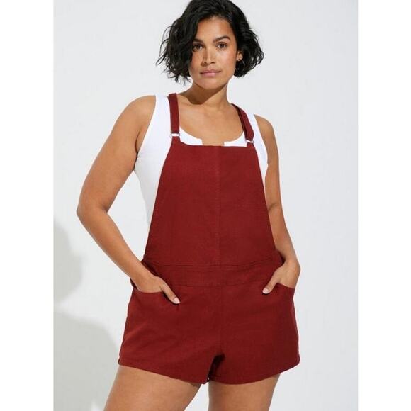 torrid Pants - Torrid Short Overalls Linen Blend 4X